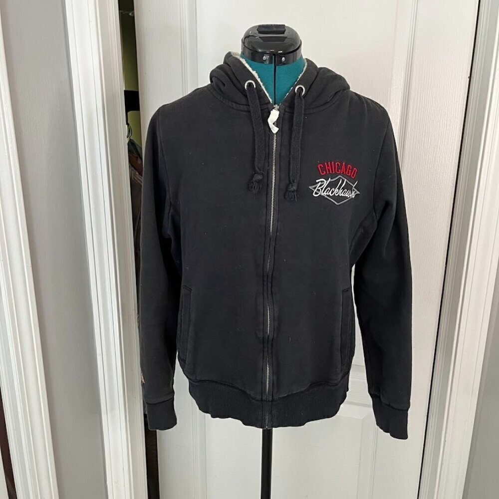 Chicago Blackhawks NHL Full Zip Fleece Lined Hoodie Hockey Zip Jacket